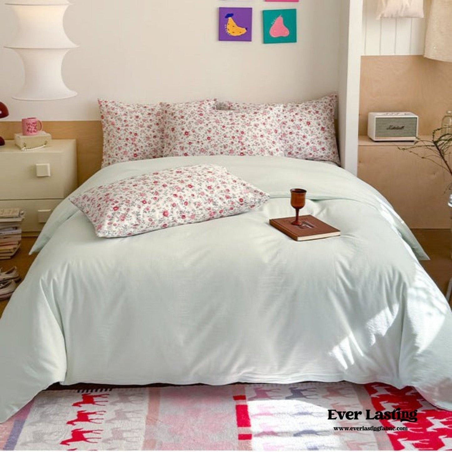 Chloe Pastel Candy Cotton Bedding Set / Purple Plaid