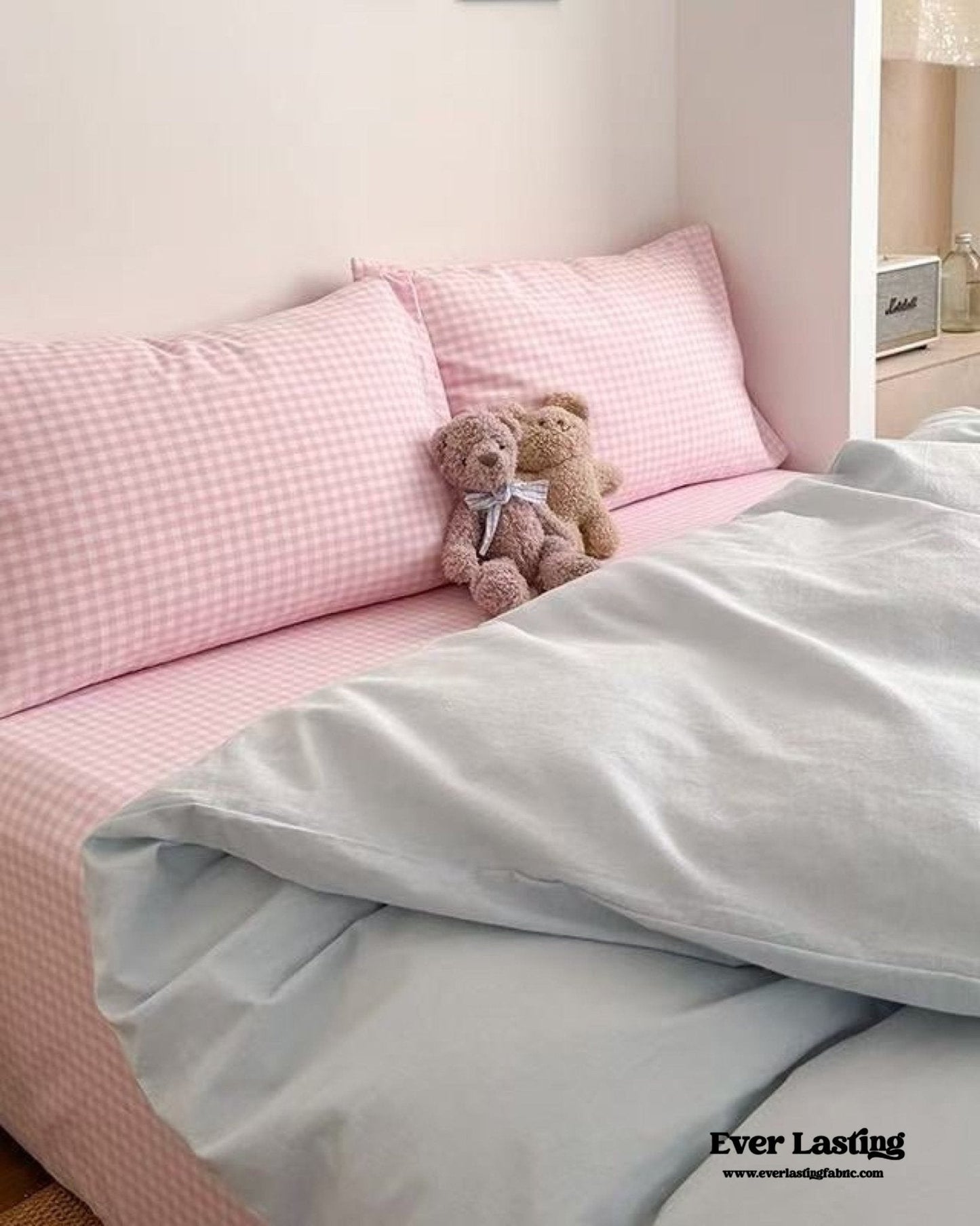 Chloe Pastel Candy Cotton Bedding Set / Purple Plaid