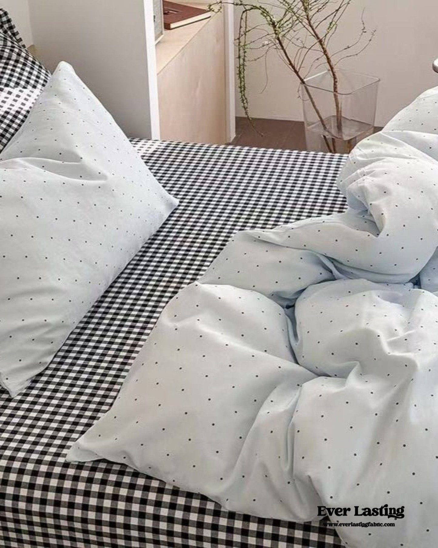 Chloe Pastel Candy Cotton Bedding Set / Purple Plaid