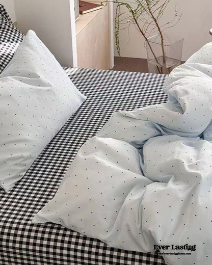Chloe Pastel Candy Cotton Bedding Set / Purple Plaid