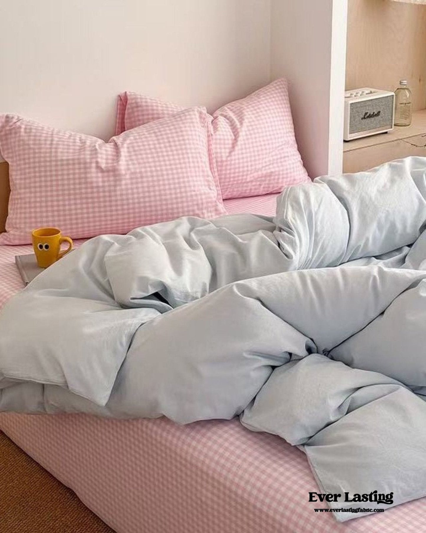 Chloe Pastel Candy Cotton Bedding Set / Purple Plaid