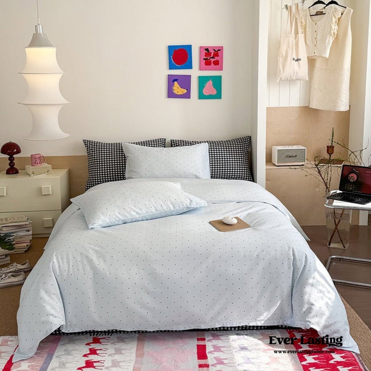 Chloe Pastel Candy Cotton Bedding Set / Purple Plaid