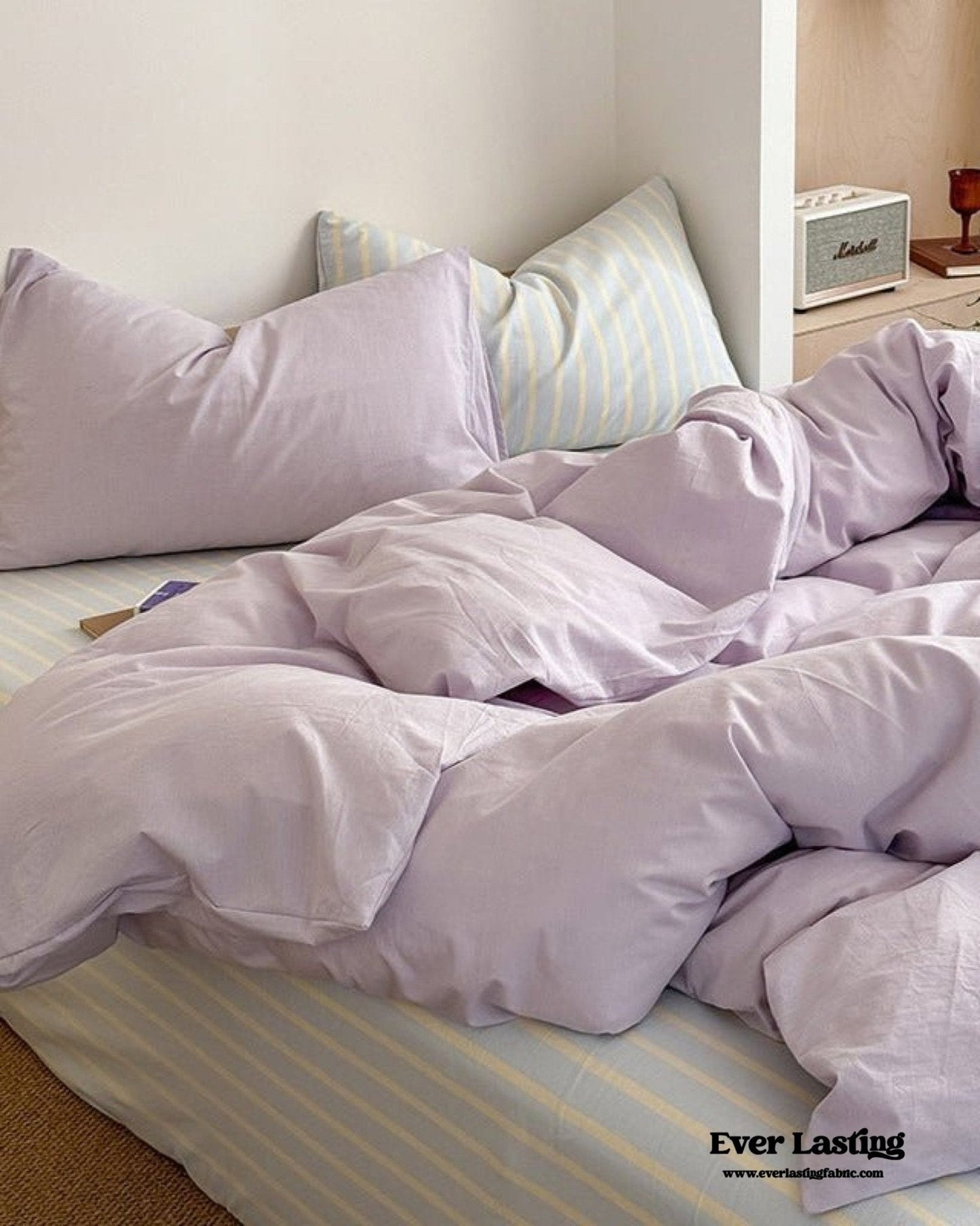 Chloe Pastel Candy Cotton Bedding Set / Purple Plaid