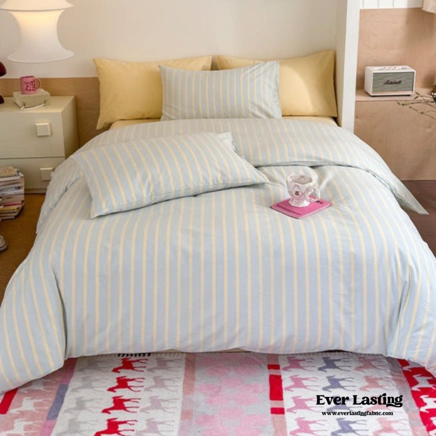 Chloe Pastel Candy Cotton Bedding Set / Purple Plaid