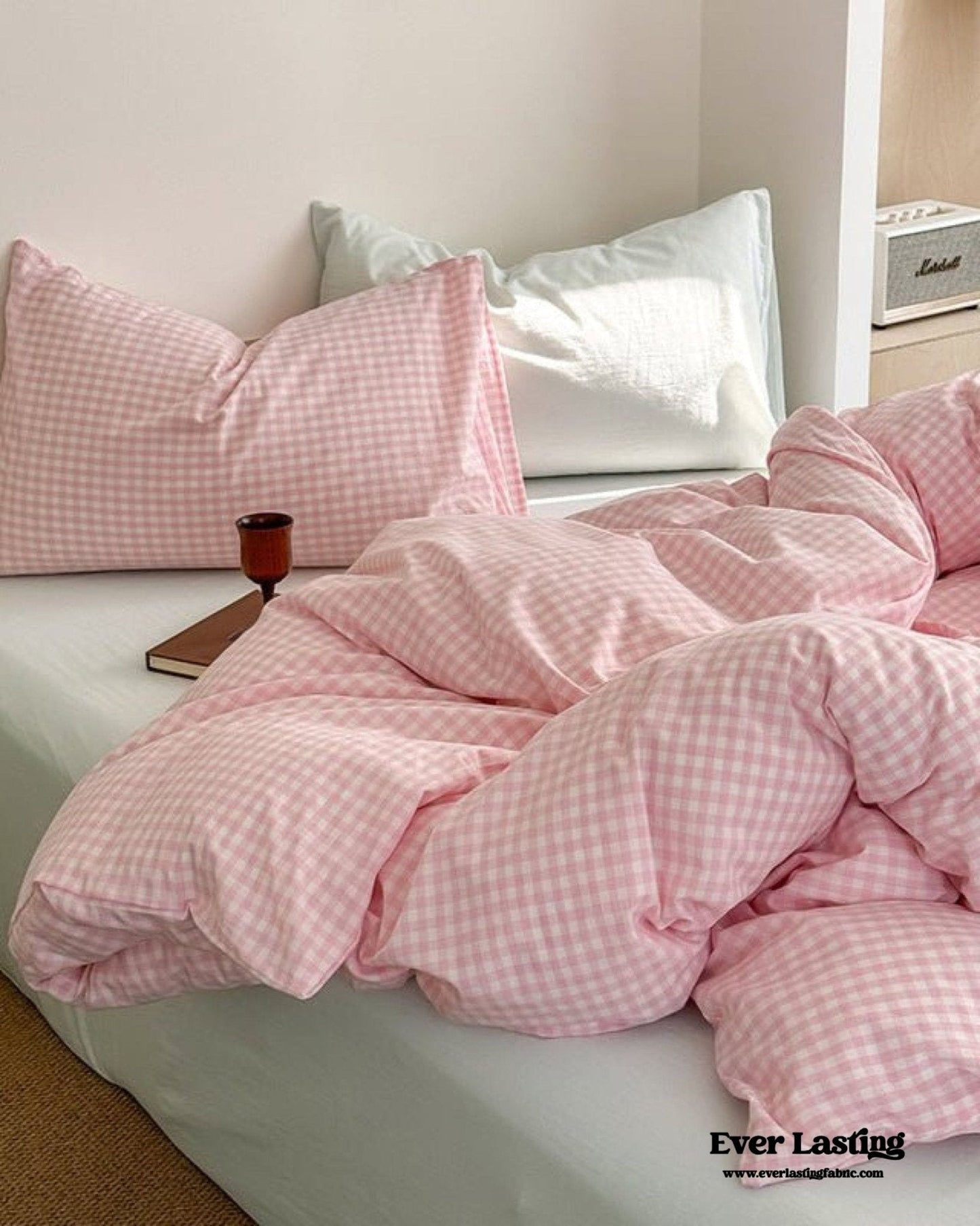 Chloe Pastel Candy Cotton Bedding Set / Purple Plaid