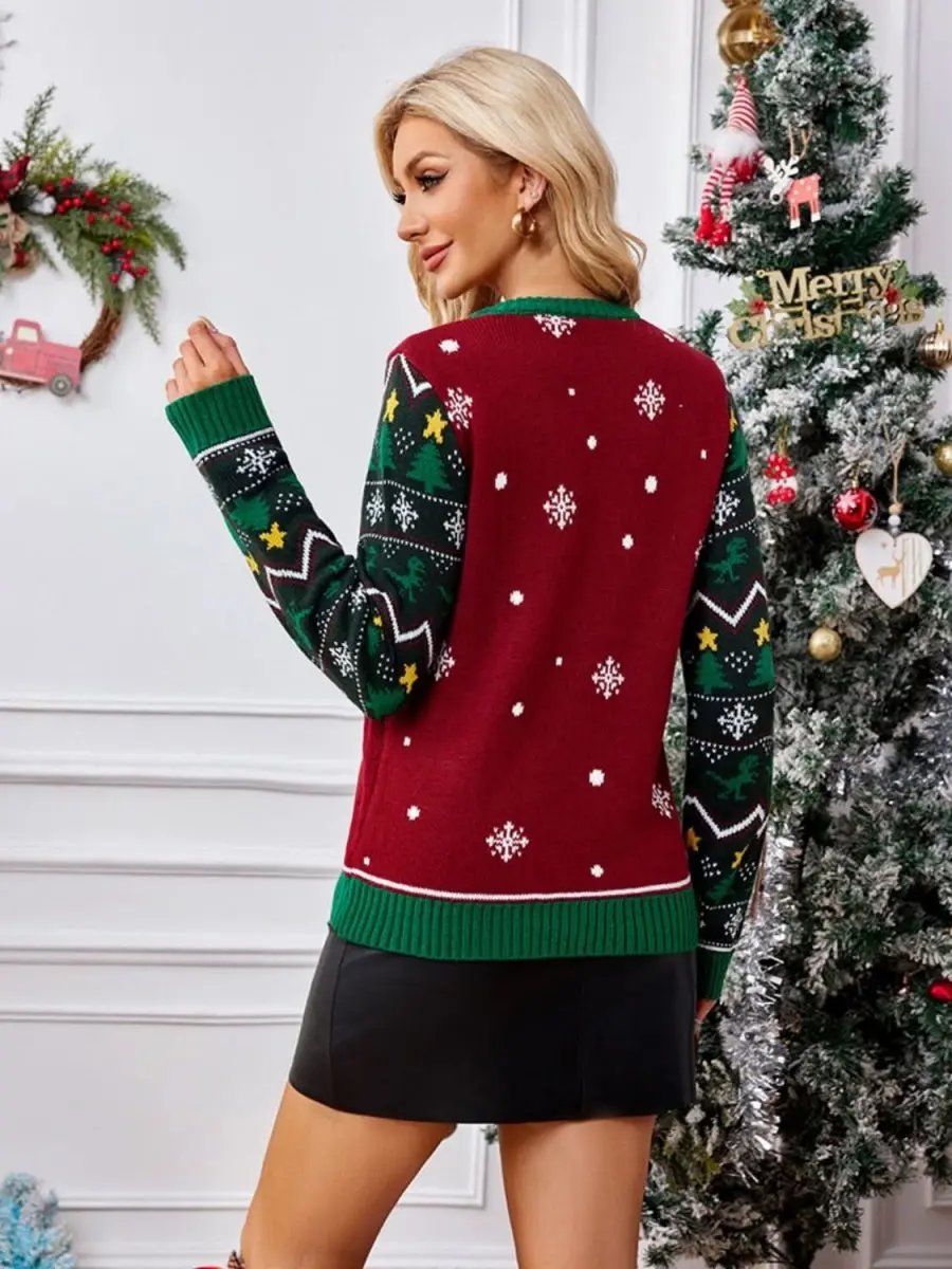 Trendsi Women's Christmas Sweater Acrylic Knit — Holiday Party Top