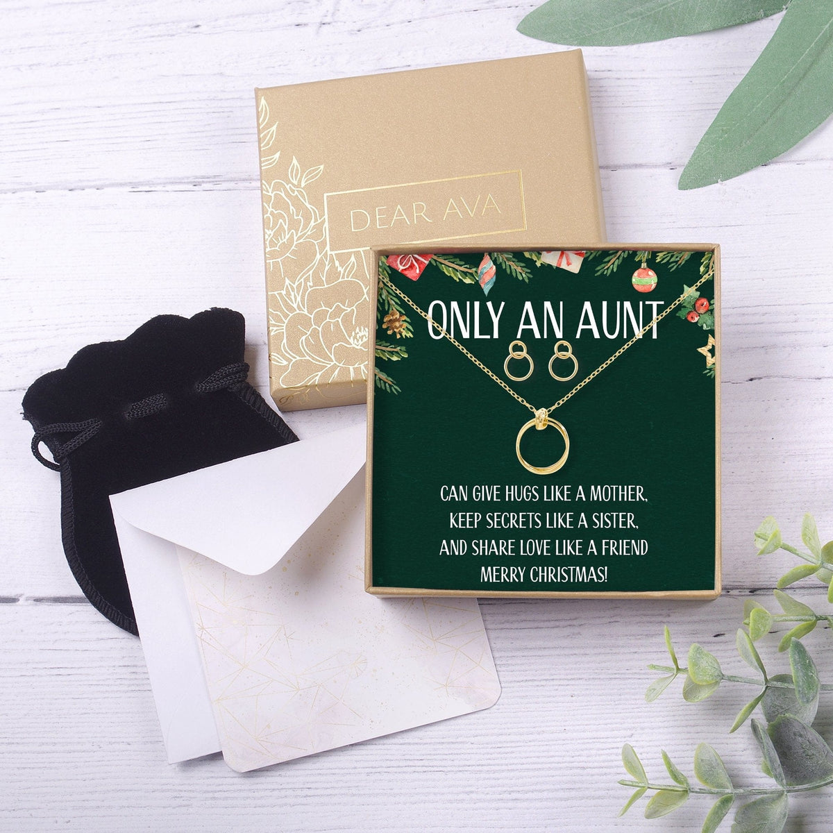 Christmas Gift for Aunt Linked Circles Earring and Necklace Jewelry Set