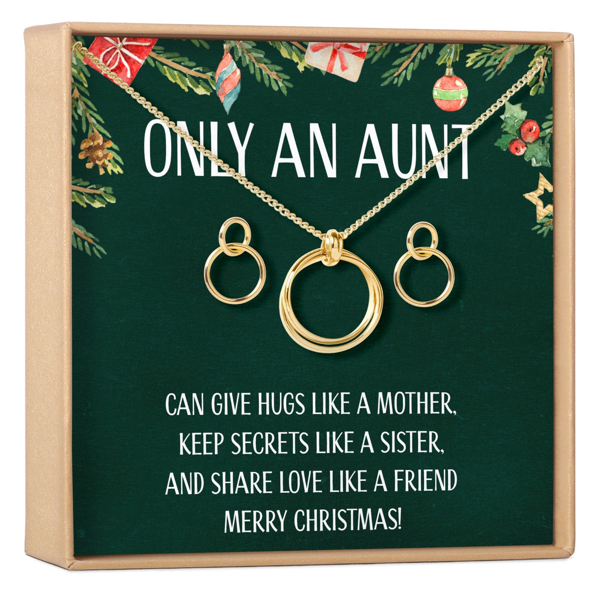Christmas Gift for Aunt Linked Circles Earring and Necklace Jewelry Set