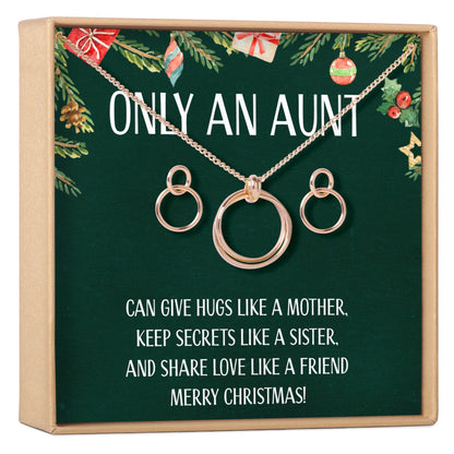 Christmas Gift for Aunt Linked Circles Earring and Necklace Jewelry Set