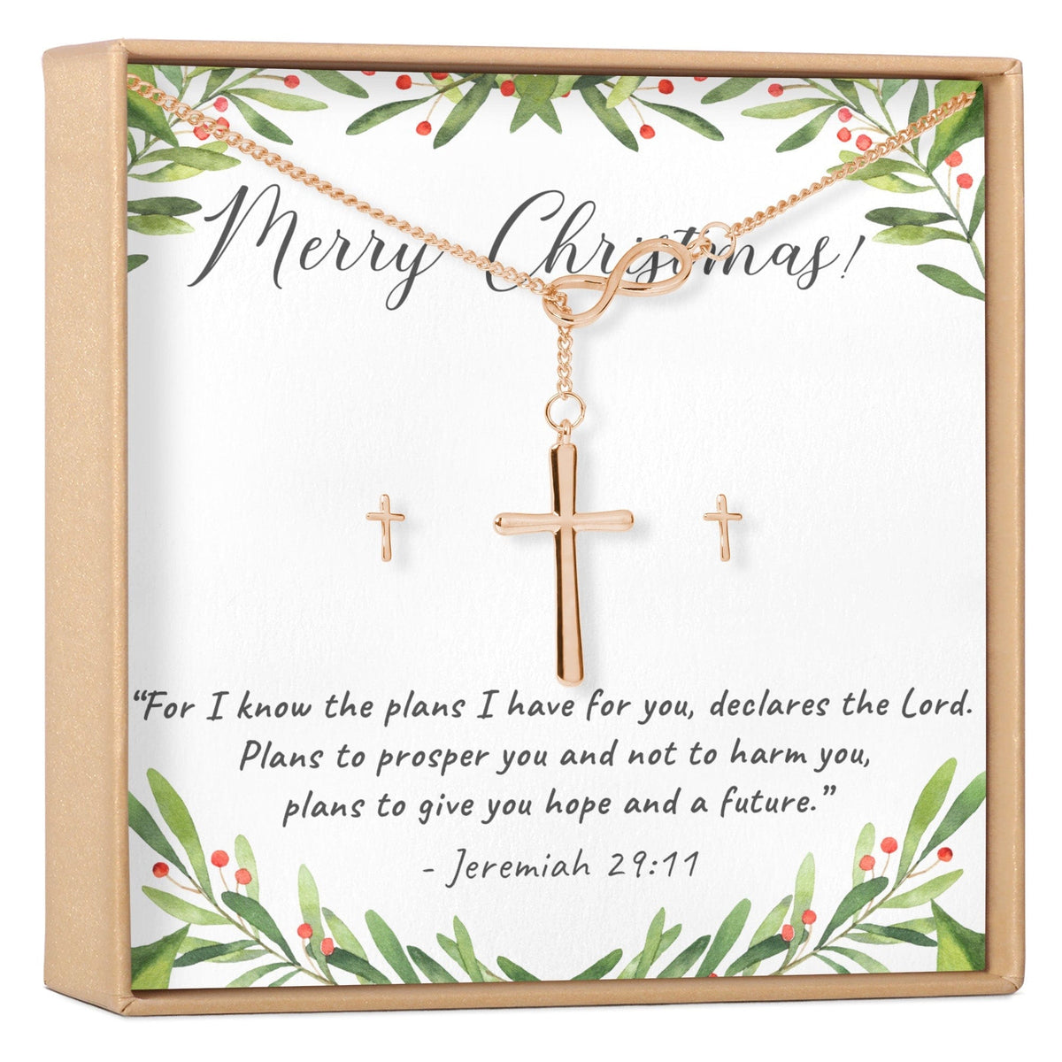 Christmas Gift for Christian  Cross earring and Necklace Set Jewelry Set