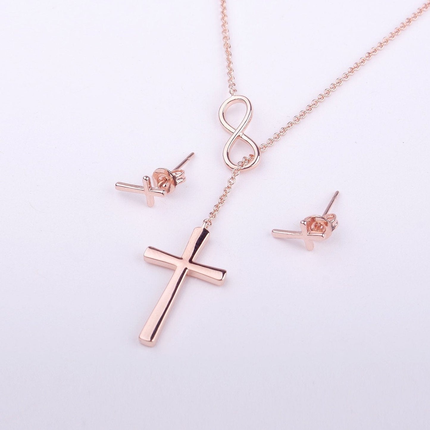 Christmas Gift for Christian  Cross earring and Necklace Set Jewelry Set