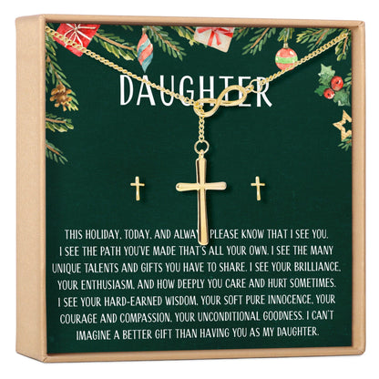 Christmas Gift for Daughter Cross earring and Necklace Set Jewelry Set