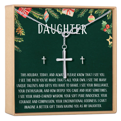 Christmas Gift for Daughter Cross earring and Necklace Set Jewelry Set