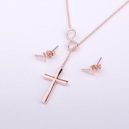 Christmas Gift for Daughter Cross earring and Necklace Set Jewelry Set
