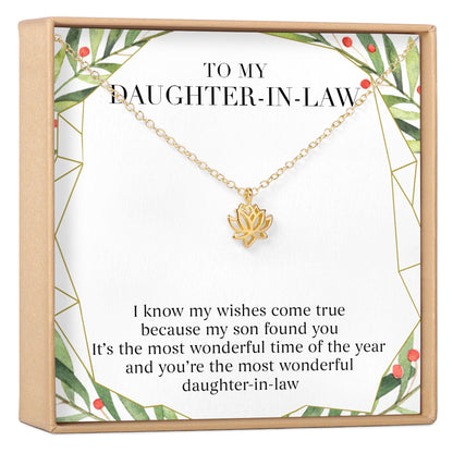Christmas Gift for Daughter in Law Lotus Necklace