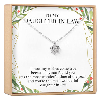 Christmas Gift for Daughter in Law Lotus Necklace