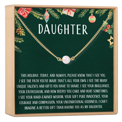 Christmas Gift for Daughter Pearl Necklace