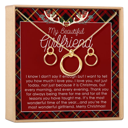 Christmas Gift for Girlfriend Linked Circles Earring and Necklace Jewelry Set