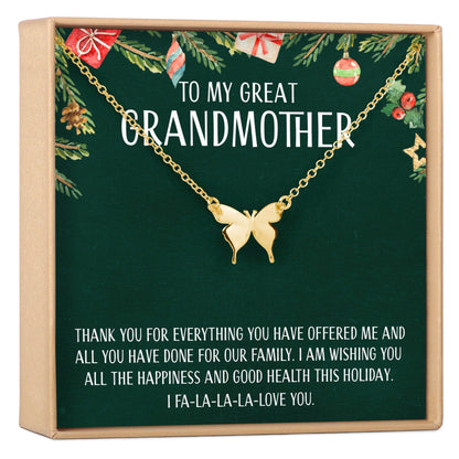 Christmas Gift for Great Grandma Butterfly Pendant Necklace