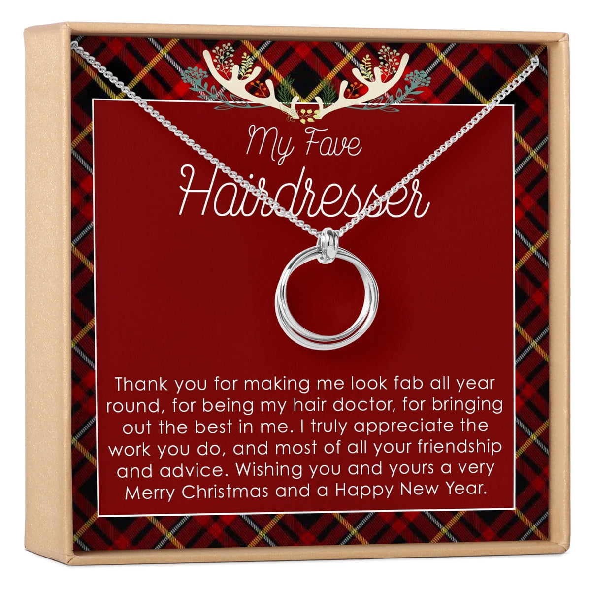 Christmas Gift for Hairdresser Linked Circles Necklace