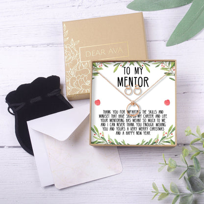 Christmas Gift for Mentor Linked Circles Earring and Necklace Jewelry Set