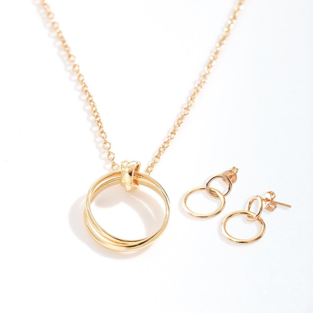 Christmas Gift for Mentor Linked Circles Earring and Necklace Jewelry Set
