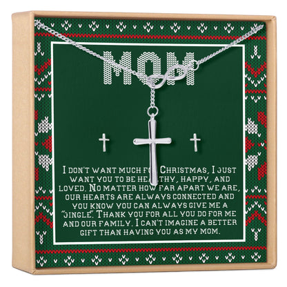 Christmas Gift for Mom Cross earring and Necklace Set Jewelry Set