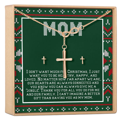 Christmas Gift for Mom Cross earring and Necklace Set Jewelry Set