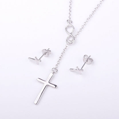 Christmas Gift for Nail Tech Cross earring and Necklace Set Jewelry Set