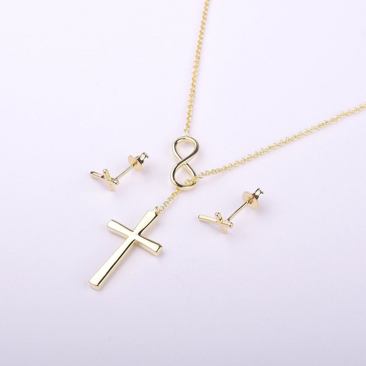 Christmas Gift for Nail Tech Cross earring and Necklace Set Jewelry Set