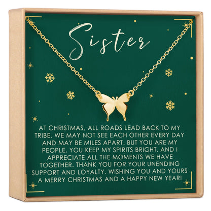Christmas Gift for Sister Butterfly Pendant Necklace