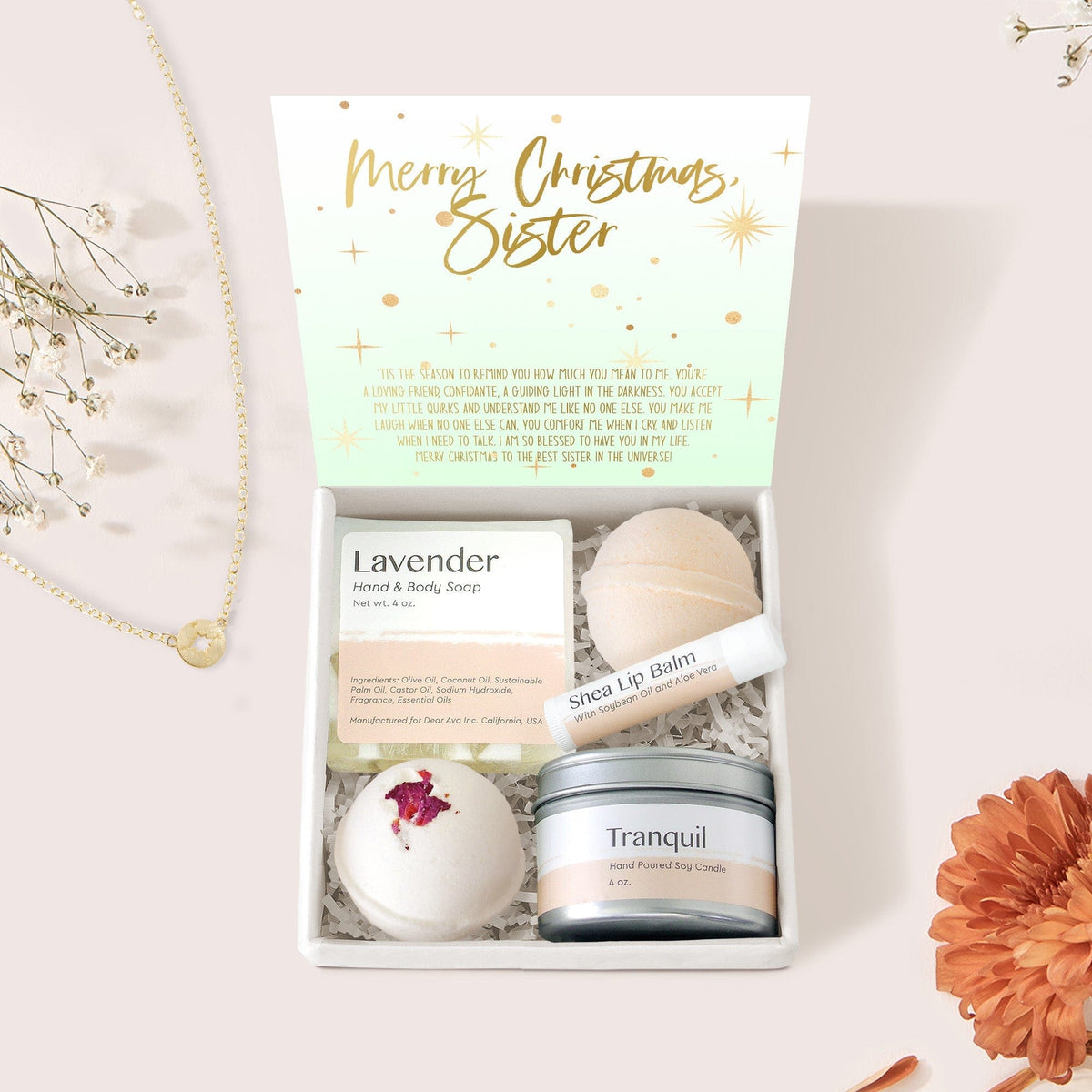 Christmas Gift for Sister Compass Necklace Gift Box Set