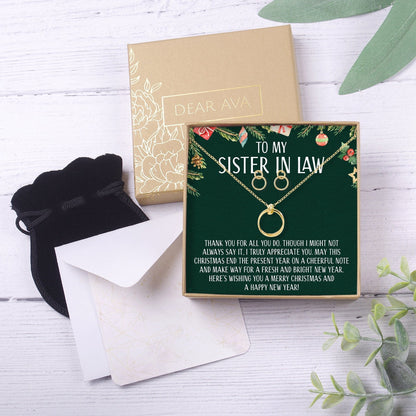 Christmas Gift for Sister-In-Law Linked Circles Earring and Necklace Jewelry Set