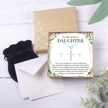 Christmas Gift for Stepdaughter Cross earring and Necklace Set Jewelry Set