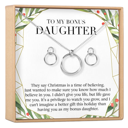 Christmas Gift for Stepdaughter Linked Circles Earring and Necklace Jewelry Set