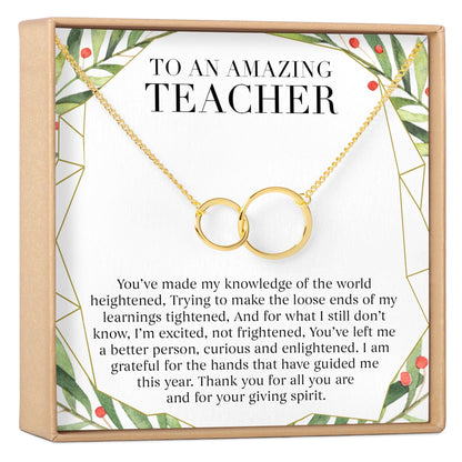 Christmas Gift for Teacher Double Circles Necklace