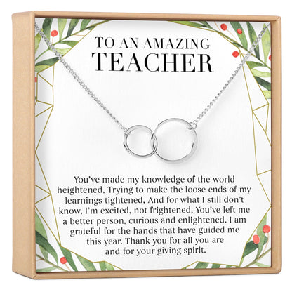 Christmas Gift for Teacher Double Circles Necklace