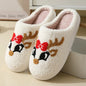 Christmas Home Slippers Cute Cartoon Santa Claus Cotton Slippers For Boys, Women And Men Couples Winter Warm Furry Shoes - # BOAA73410007