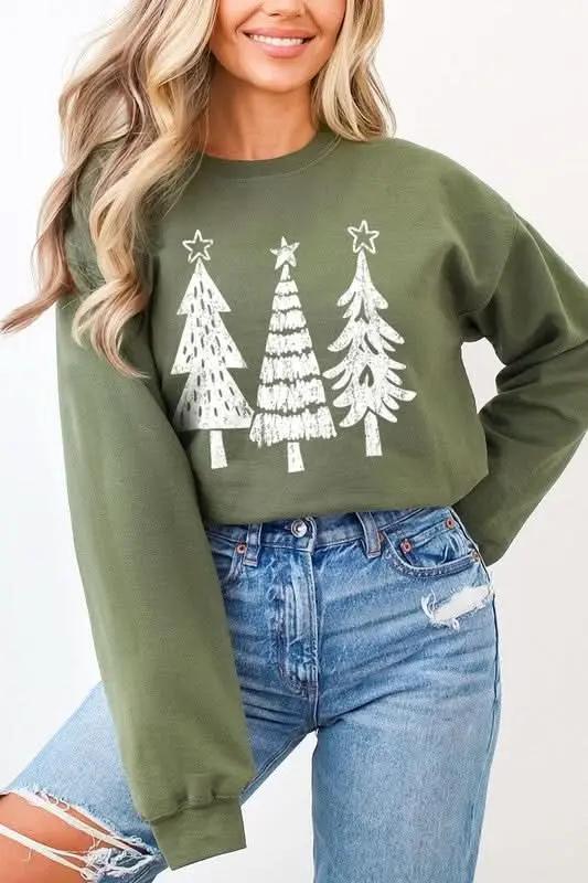 Christmas Tree Fleece Sweatshirt by Color Bear