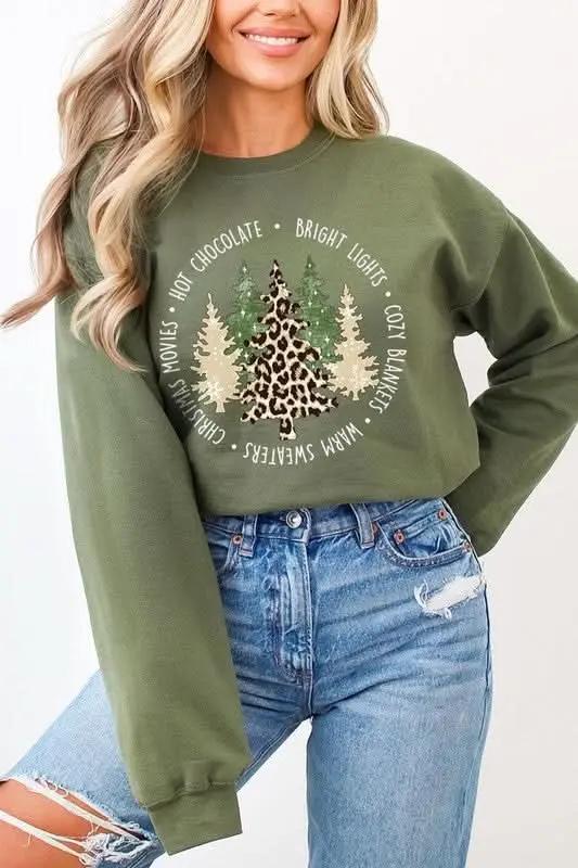 Color Bear Christmas Tree Sweatshirt Unisex Fleece