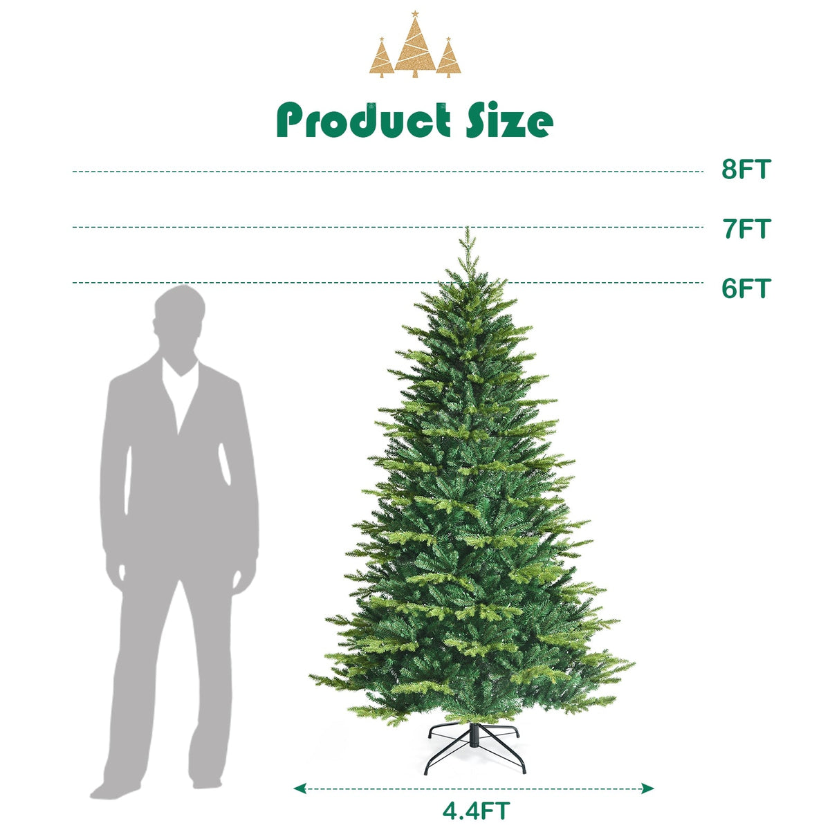 Pre-lit Artificial Hinged Christmas Tree with APP Controlled LED Lights