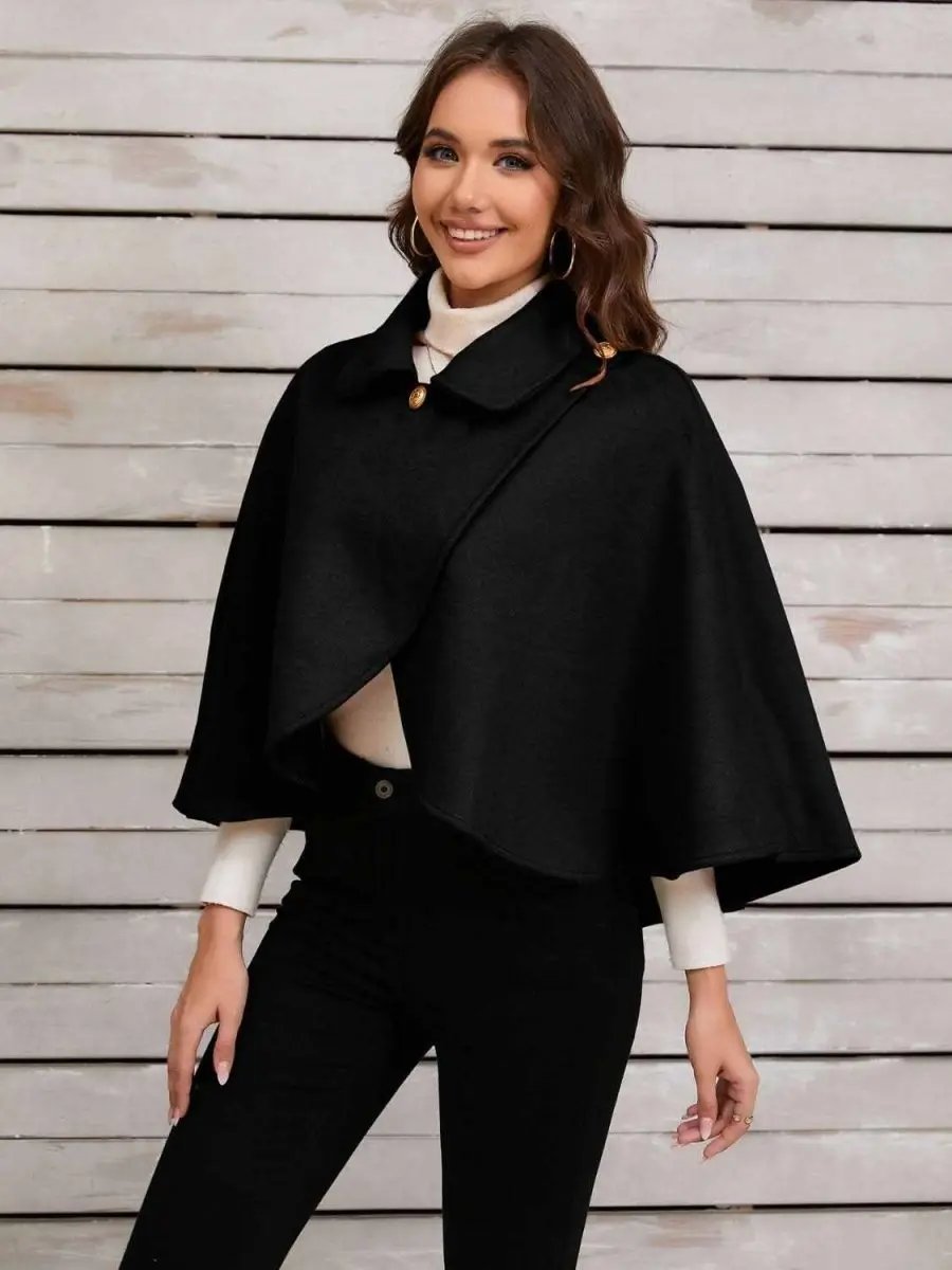 Hats Trendsi Collared Crop Cape Women's Fashion Top - Stylish & Trendy