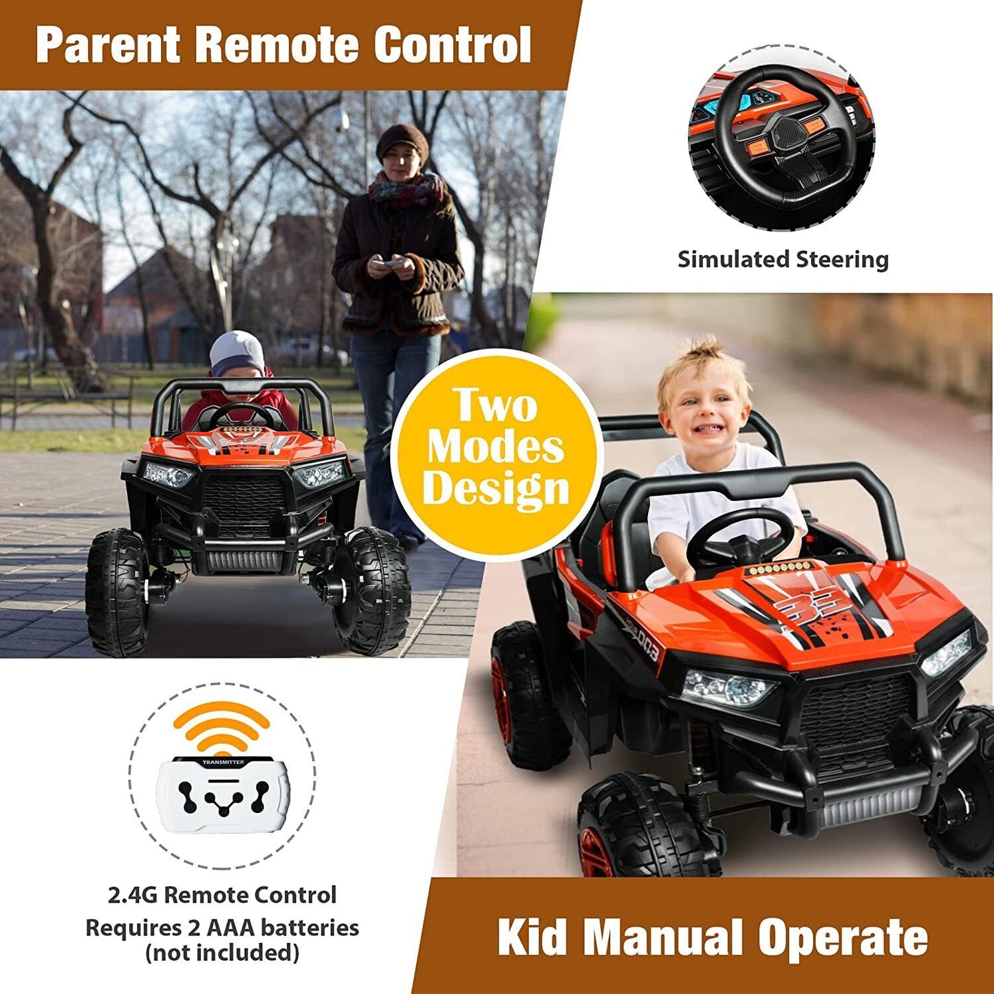 COLOR TREE 12V Electric Ride-On Truck with RC Control, Music & Lights - Perfect Gift for Kids