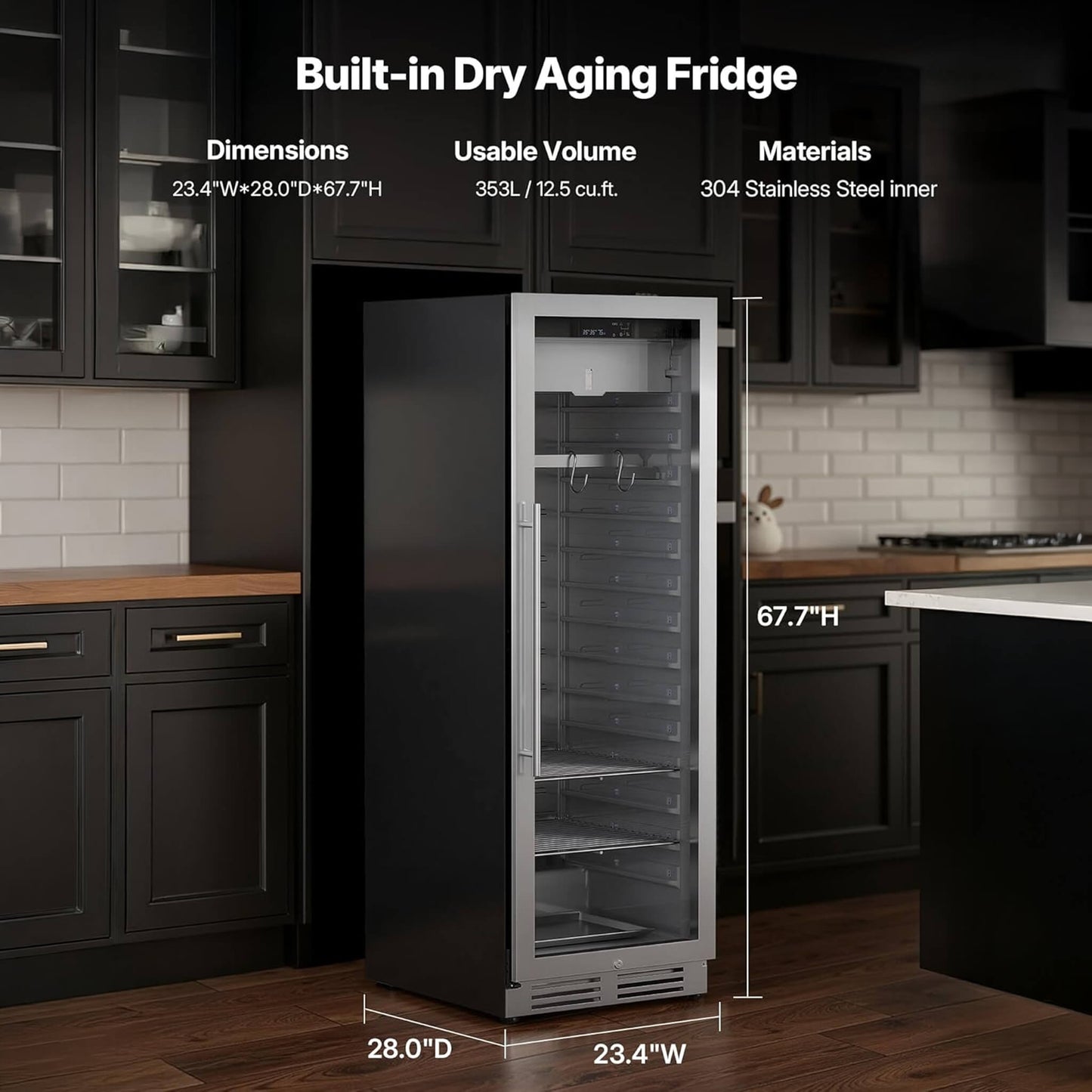 Commercial 12.5 Cu.Ft Dry Aging Fridge For Steaks, Beef, Lamb, And Ham (SAK63584)