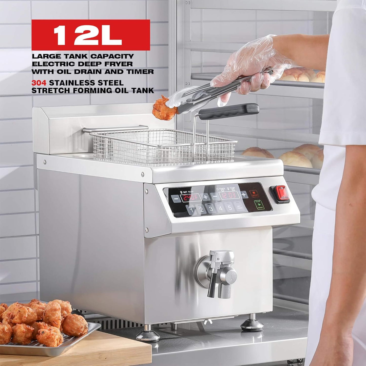 Commercial 12.6 QT 1800W Electric Induction Deep Fryer With Timer (SAK15870)