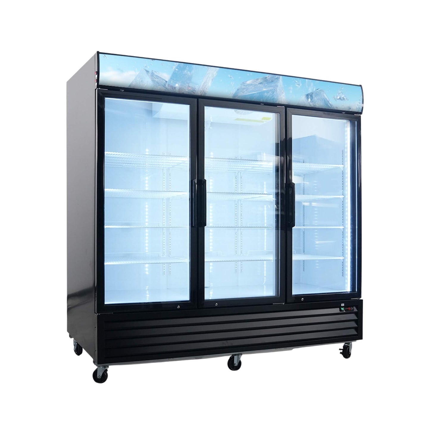 Commercial 70 Cu.Ft Reach-In Glass Door Merchandiser Freezer With LED Top Panel And Swing Door (SAK43890)
