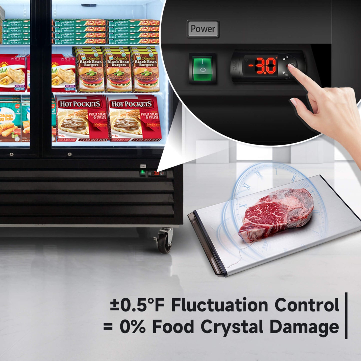 Commercial 70 Cu.Ft Reach-In Glass Door Merchandiser Freezer With LED Top Panel And Swing Door (SAK43890)