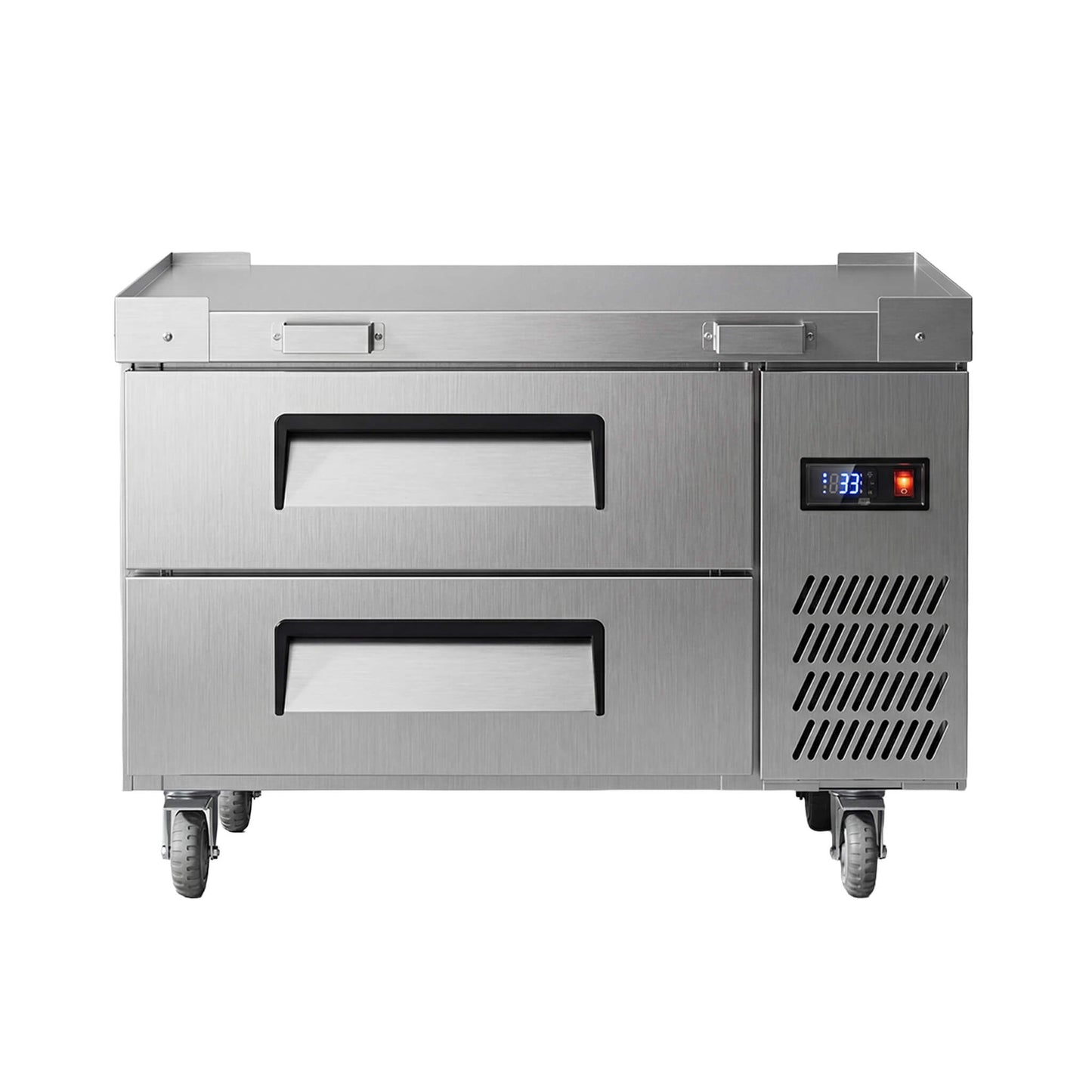 Commercial Double Drawer Undercounter Worktop Fridge With Chef Base & Wheels (SAK80596)