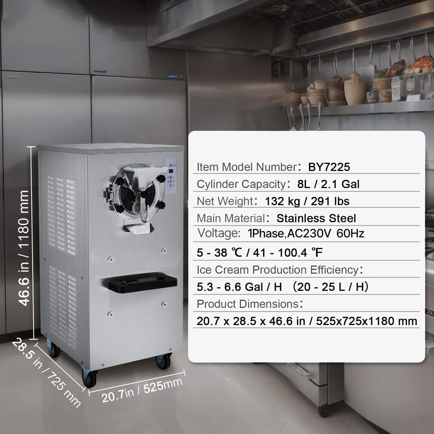Commercial 20-25L/H Single-Flavor Hard Serve Stainless Steel Ice Cream Machine (SAK20782)