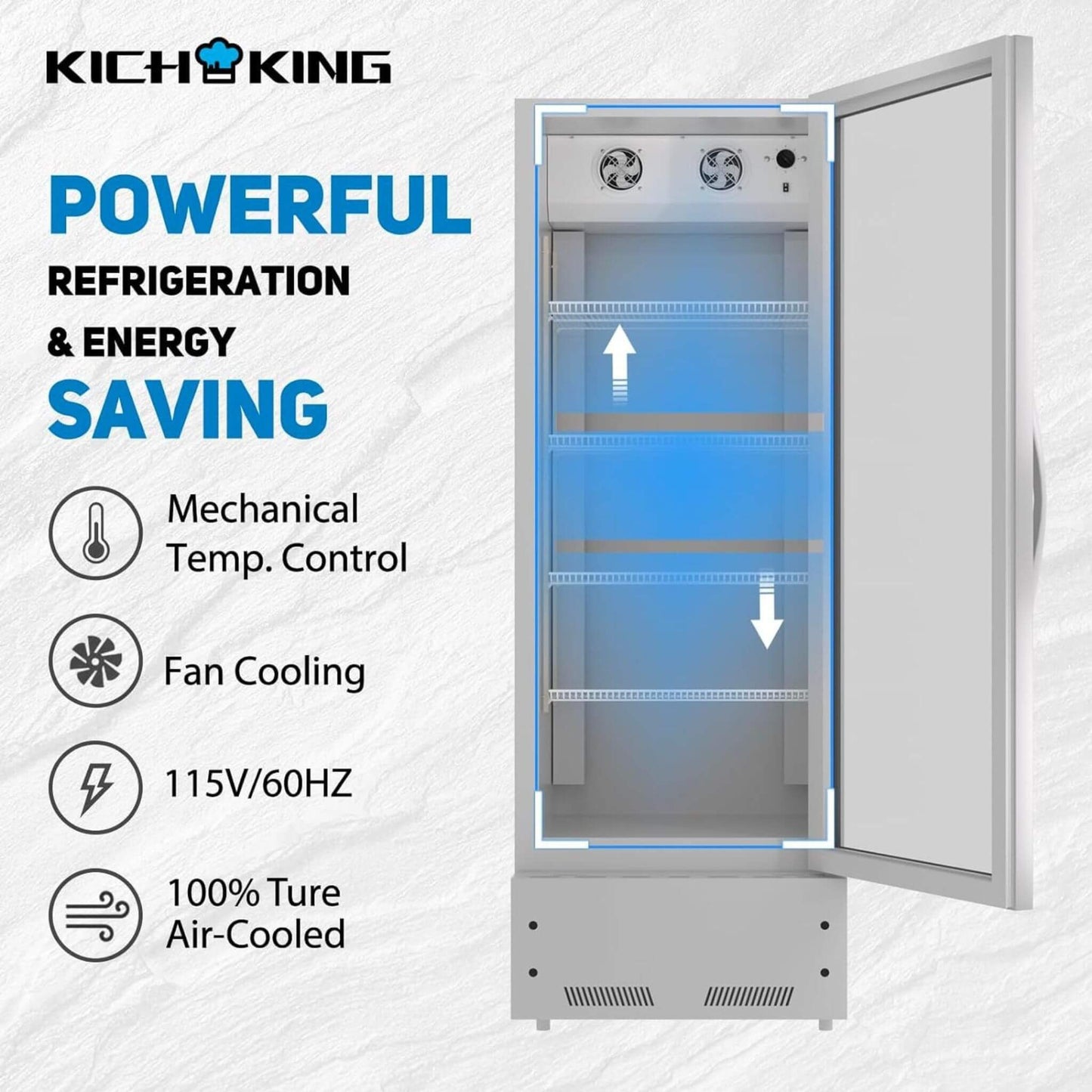 Commercial Single Glass Door Upright Beverage Cooler Refrigerator With LED Lighting (SAK24713)